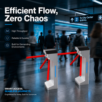 Tourniquet trépied LED bleu avec bras rouge en acier inoxydable, système de contrôle d'accès piétonnier avec lecteur de carte pour entrée de métro
