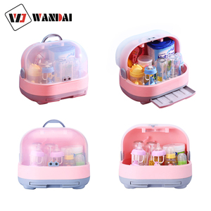 Amazon hot sell popular anti dust baby bottles storage box drying rack plast new product launch baby bottle drying rack