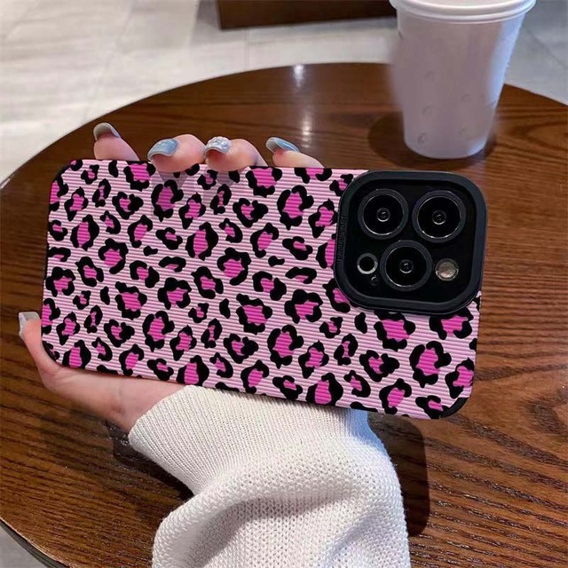 Fashion Pink Leopard Print Phone Case for iPhone 16 15 14 13 Mini 12 11 Pro Max Xs XR Max 7 8 Plus Soft Silicone Back Cover