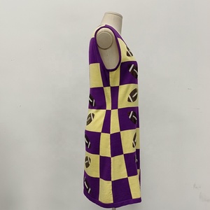 Nuovo prodotto in <span class=keywords><strong>maglia</strong></span> senza maniche abiti da donna <span class=keywords><strong>viola</strong></span> giallo Plaid Rugby paillettes su tutto il girocollo scavato sul retro <span class=keywords><strong>abito</strong></span> - Product Image 4