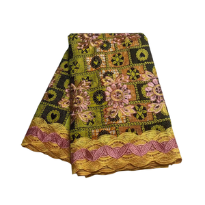 Tissu Voile Dentelle de Haute Qualité Style Dubaï Épais Nouveau Design <span class=keywords><strong>Suisse</strong></span> Très Sec Africain en Coton à Fleurs Couleur Kaki - Product Image 6