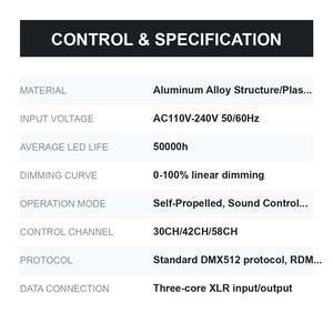 ไฟเวทีแบบเคลื่อนย้ายได้ 175W, 7x30W RGBW + 30x0.5W RGB LED, ซูม 4.5-45 องศา สำหรับงานจัดงานอีเว้นท์ - Product Image 6