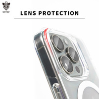 Luxe Transparent Téléphone Portable Antichoc Armure Couverture Magnétique Téléphone étui pour iphone 14 15 16 Pro Max Avec Lentille Film Protecteur