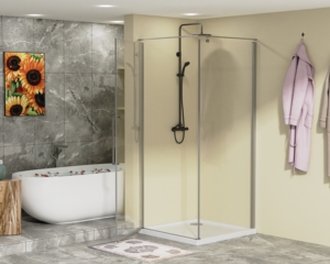 90X90X190cm <span class=keywords><strong>Salle</strong></span> de douche à porte pivotante carrée oxydée <span class=keywords><strong>en</strong></span> métal à la mode avec verre trempé de 6mm - Product Image 2