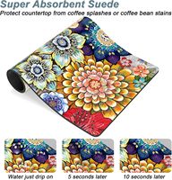 Tapis de cuisine carré en caoutchouc antidérapant, absorbant et résistant à la chaleur, motif Mandala floral, 12x19 pouces, pour machine à expresso