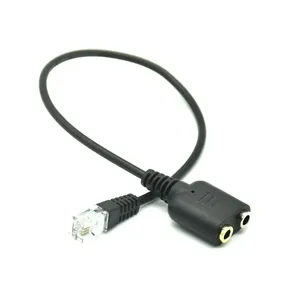 RJ9 Plug ke 2X3.5mm Jack untuk PC Headset ke Avaya 1600 9600 SNOM Yealink ponsel