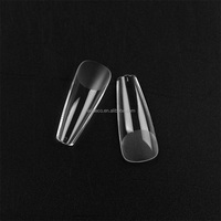 13 Tailles Grand Pouce Gravure Long Cercueil Faux Nail Art En Gros DIY Nail Clear Semi-Frosted Faux Ongles Patch