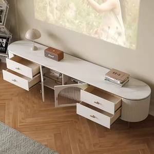 Mueble de <span class=keywords><strong>TV</strong></span> de Madera Blanca Estilo Nórdico, Mueble de Salón, Almacenamiento para el Hogar, Mueble de <span class=keywords><strong>TV</strong></span> Moderno y Lujoso con Tapa Rectangular de Madera - Product Image 3