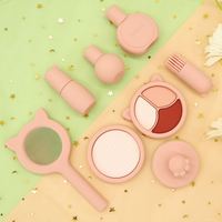 Nouveau design lavable enfants semblant de jouer miroir rouge à lèvres ombre à paupières filles Silicone maquillage jouets ensembles