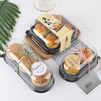 Vente en gros Boîte d'emballage PET jetable transparente pour dessert muffin collation Boîte de mochi à emporter en plastique avec couvercle
