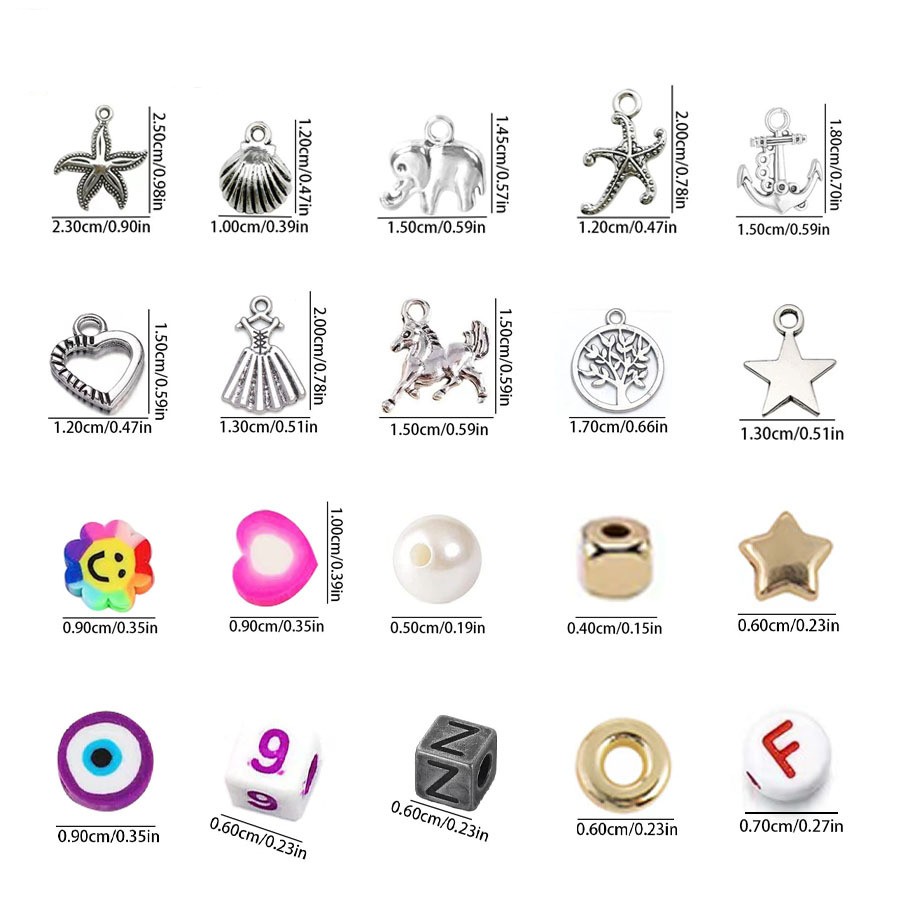 Handmade Acrylic Alphabet Bead Polymer Clay Flower Eyes Love Pearl Beads DIY Bracelet Making Kit Jewelry Maker for Kids