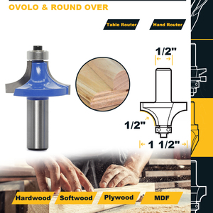 Vòng trên bit Router 1/2 "chân, bán kính 1/2" góc làm tròn cạnh tạo thành cắt, cho vòng cắt tỉa, với bóng mang hướng dẫn - Product Image 2