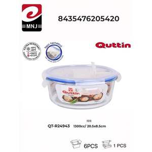 FIAMBRERA 1300cc Modern <b>Glass</b> <b>Food</b> Storage <b>Container</b> Red Hermetic <b>with</b> Microwaveable Feature for Travel Printed Technics - Product Image 1