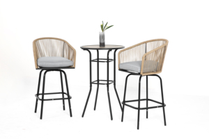 Hot Selling Modern Set of <strong>2</strong> Rattan Swivel <strong>Bar</strong> <strong>Stools</strong> with 360 Rotation for Outdoor Use Made in China - Product Image 2