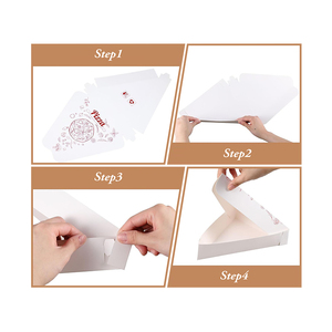 ZY Vente Chaude Triangle <span class=keywords><strong>Pizza</strong></span> Boîte De Qualité Alimentaire Kraft Ondulé B-flûte Conteneur À Tarte Carte Blanche Facile à Aller À Emporter <span class=keywords><strong>Pizza</strong></span> Transporteur - Product Image 6
