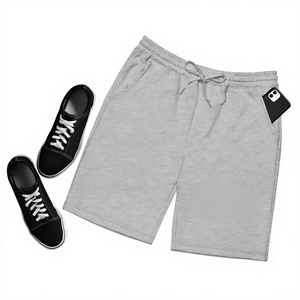 Pantalones Cortos Bermuda Casuales de Color Gris Sólido para Hombre, con Bolsillos, Cintura con Cordón, Tela de Algodón Transpirable - Product Image 1