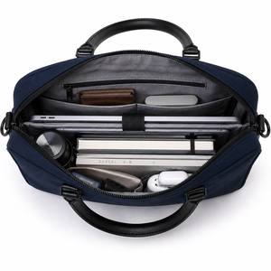 Wholesale Custom men Business Briefcase Laptop <b>Bag</b> Striped Fabric Handbag Large Capacity Office Work Shoulder <b>Bag</b> with PU Handle - Product Image 6