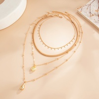 Ensemble de colliers élégants multi-couches avec pendentif cœur en forme de larme pour femme, style rétro, pour soirée, collier ras-du-cou empilable, accessoires de bijoux, cadeau