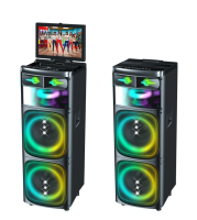Machine de karaoké portable en plastique 2026 avec écran pliable, double woofer, grande puissance, lumière LED RGB, enceinte de fête pour la maison et l'extérieur