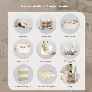 Parc de jeu pour bébé sécurisé et adapté à la croissance, design moderne mignon et confortable, pliable facilement, espace de jeu tout-en-un pour chambre à coucher, mobilier pour enfants - Product Image 2