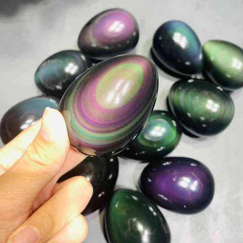 ไข่โยนี ออบซิเดียนสีรุ้ง