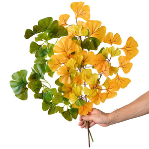 Laixing <b>Artificial</b> Ginkgo Leaf <b>Branch</b> 30cm-100cm Soft Rubber Indoor Garden Decoration - Product Image 5