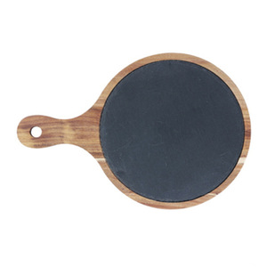 Acacia Wood Steak <b>Plate</b> Round Slate Serving Tray For Breakfast Dessert Plating Nordic Style Wooden Tableware - Product Image 4