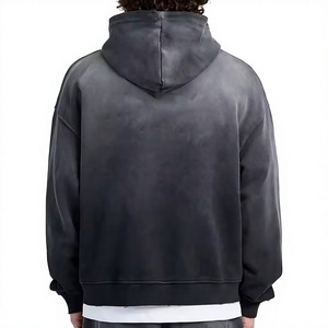 Sweat à capuche zippé vintage délavé pour homme, coupe oversize, effet usé, style streetwear, vente en gros fabricant - Product Image 2