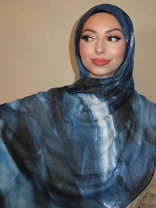Pañuelo Hijab de Poliéster y Algodón con Estampado Étnico, Talla Grande, 180*80cm, Personalizado, Serie Acuarela - Product Image 3
