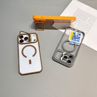 Coque de téléphone antichoc 2-en-1 avec protection d'objectif transparente Eagle Eye et support pliable pour iPhone 18 17 16 15 14 13 Pro Max
