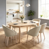 Ensemble de table à manger ronde nordique avec 4 chaises rembourrées, table de cuisine avec pieds en bois massif pour petit appartement, meubles de maison