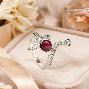 Anello con Rubino a Forma di Fiore e Serpente per Donne, Gioiello Creativo e Alla Moda - Product Image 4