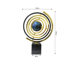 Ornement de globe en marbre de luxe moderne pour la maison, le bureau et le salon, décoration de table artisanale en métal doré