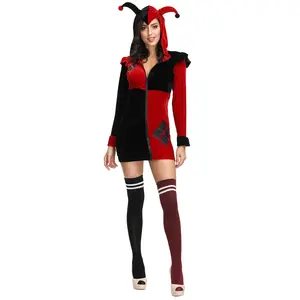 Penjualan Laris Kostum Halloween Suicide Squad Villain Halley Quinn Kostum Badut TV & Pakaian Pertunjukan Panggung Film