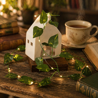 Guirlande lumineuse artificielle TSINYE, feuilles vertes, blanc chaud, fonctionne sur piles, avec minuterie, flexible, pour chambre à coucher, mariage, décoration cottagecore