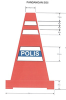 Cône de circulation triangulaire en PVC, 70 cm, style malaisien, qualité supérieure