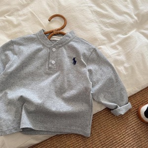 MIMIYANBABY Children's Polo Shirt Long Sleeve Solid Color Round Neck Baby Boys Girls Spring 2025 Knitted Top - Product Image 3