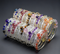 Bracelet manchette double cercle en pierres précieuses de haute qualité, améthyste et quartz rose, plaqué or/argent, fil enroulé DIY