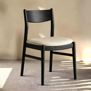 Silla de Comedor Móvil de Estilo Retro de Madera Maciza, Asiento Tapizado en Cuero PU, Respaldo Cómodo, Diseño <span class=keywords><strong>Simple</strong></span> para <span class=keywords><strong>Restaurante</strong></span> - Product Image 2