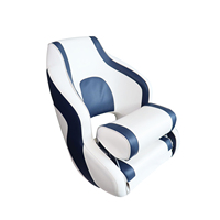 Chaise de bateau ISURE en vente d'usine, dossier fixe haut, cuir PU, résistant à l'humidité, noir, repose-pieds pliable, utilisation en yacht, voiture, camping-car, accessoires de bateau