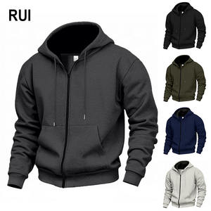 RUIQUWIN Vente en gros – Sweat à capuche personnalisé pour homme, décontracté, ample, avec fermeture éclair, veste de sport respirante, grande taille XL, haut de sport fitness - Product Image 1