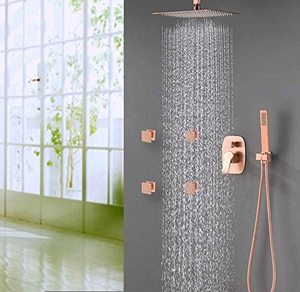 Sistema de ducha de lluvia de oro rosa cepillado Juego de ducha con rociador corporal - Product Image 2