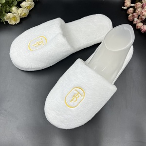 Zapatilla Desechable Punta Cerrada Zapatilla de Terciopelo Coral Blanco Suela de Madera Zapatilla de Hotel - Product Image 5