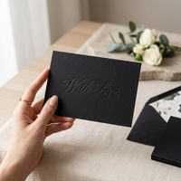 Tarjetas de Agradecimiento de Boda Personalizadas, Cartulina Negra, Grabado en Relieve Incoloro, Tarjetas con Notas en Caligrafía Cursiva