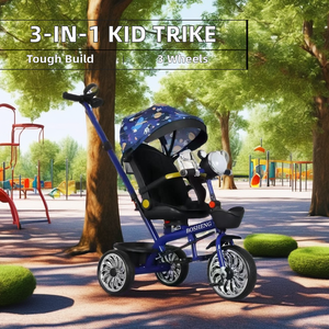 नए बच्चे बच्चे टॉडलर स्टलर फोल्डिंग ट्राइसाइकिल बच्चों की पसंदीदा साइकिल के साथ ट्राली बच्चों की तीन पहिया साइकिल - Product Image 6