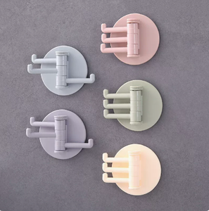 Self Adhesive 3 Branch Rotating Hook <b>Punch</b> Free Wall Hook <b>Set</b> for Kitchen Bathroom Towel Storage - Product Image 2