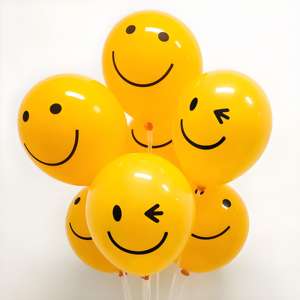 Mignon 12 pouces jaune citron souriant visage Latex ballon feuille matériel enfants premier anniversaire fête décoration article unique - Product Image 1