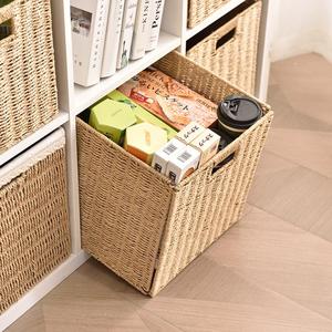 <span class=keywords><strong>Rotin</strong></span> grille armoire panier de rangement tissé stockage pour bureau collations vêtements jouets boîte de rangement pliable - Product Image 3