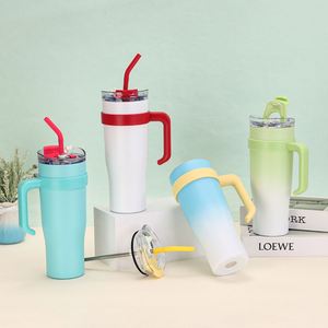 Personalized Laser Engraved Leak Proof Straight <b>Water</b> <b>Bottle</b> Kids School 40oz Sublimation <b>Blank</b> Tumblers with Handle and Straw - Product Image 4