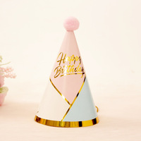 Ychon, nuevo lanzamiento, sombreros de cumpleaños, suministros para fiestas, sombrero de fiesta de cumpleaños de papel, diseño popular, conjunto de gorra de cono de cuello estampado